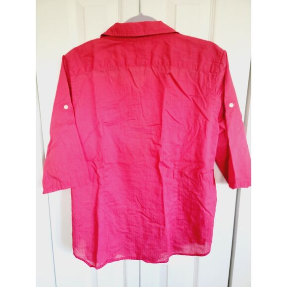 Lauren Ralph Lauren XL Womens Shirt Button Up Red Logo *Has A Spot* Cotton - Picture 2 of 8
